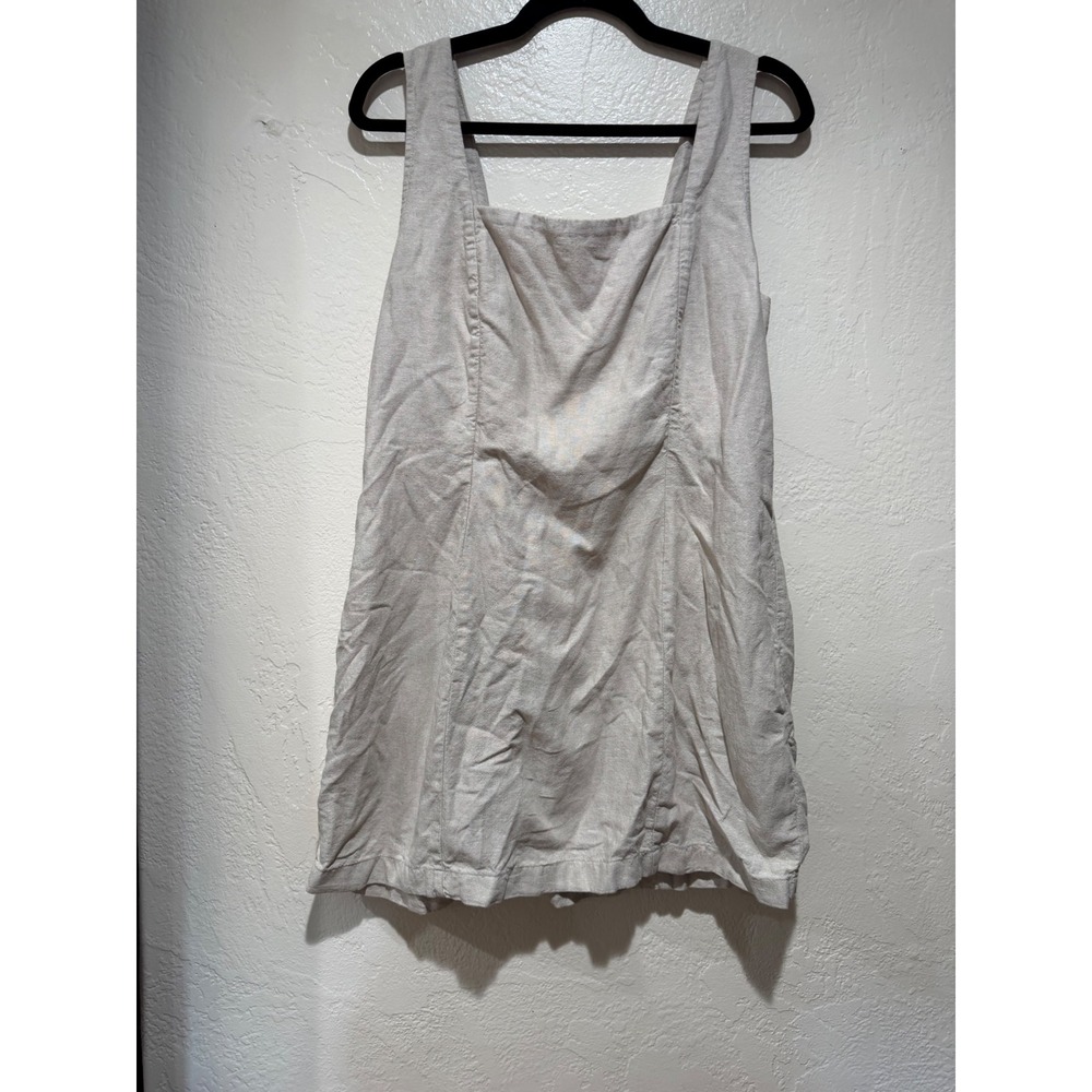 Old‎ Navy Oatmeal Beige Linen Blend Smocked Back Mini Dress XL Petite Sleeveless